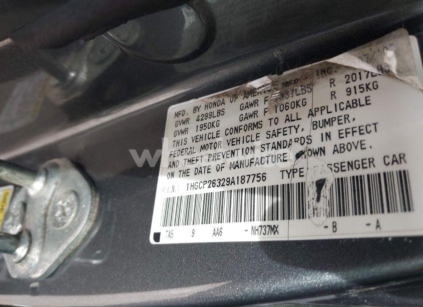 Photo 9 of 2009 Honda Accord 2.4 LX (VIN 1HGCP26329A187756)