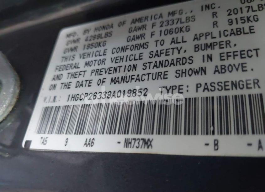 Photo 9 of 2009 Honda Accord 2.4 LX (VIN 1HGCP26339A019852)