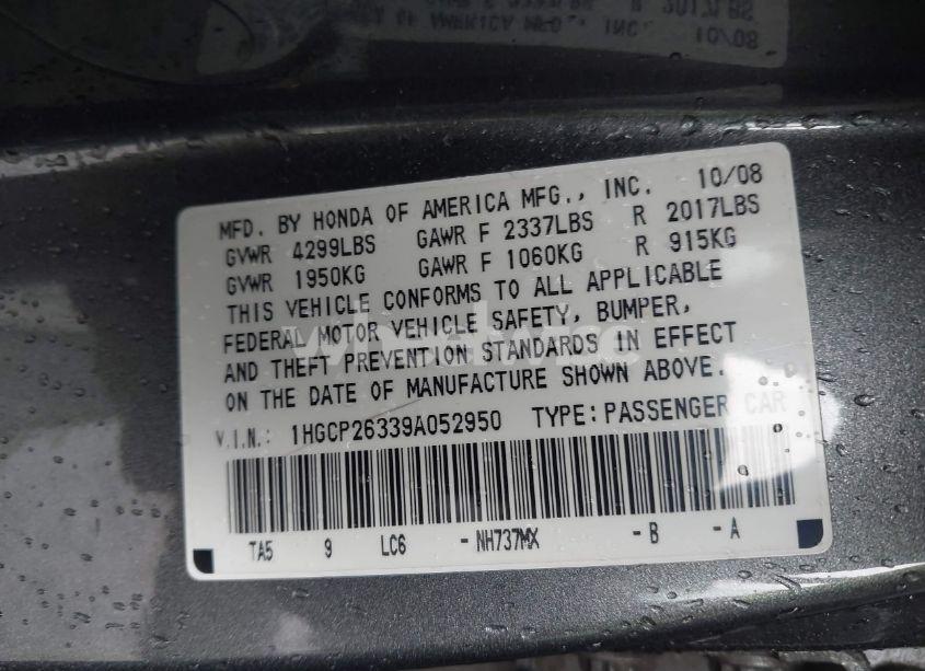 Photo 9 of 2009 Honda Accord 2.4 LX (VIN 1HGCP26339A052950)