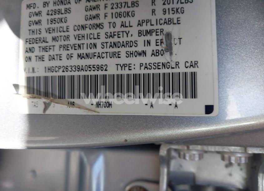 Photo 9 of 2009 Honda Accord 2.4 LX (VIN 1HGCP26339A055962)