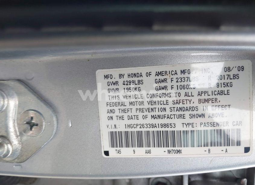Photo 9 of 2009 Honda Accord LX (VIN 1HGCP26339A198653)