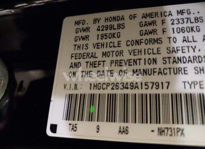 Photo 9 of 2009 Honda Accord 2.4 LX (VIN 1HGCP26349A157917)