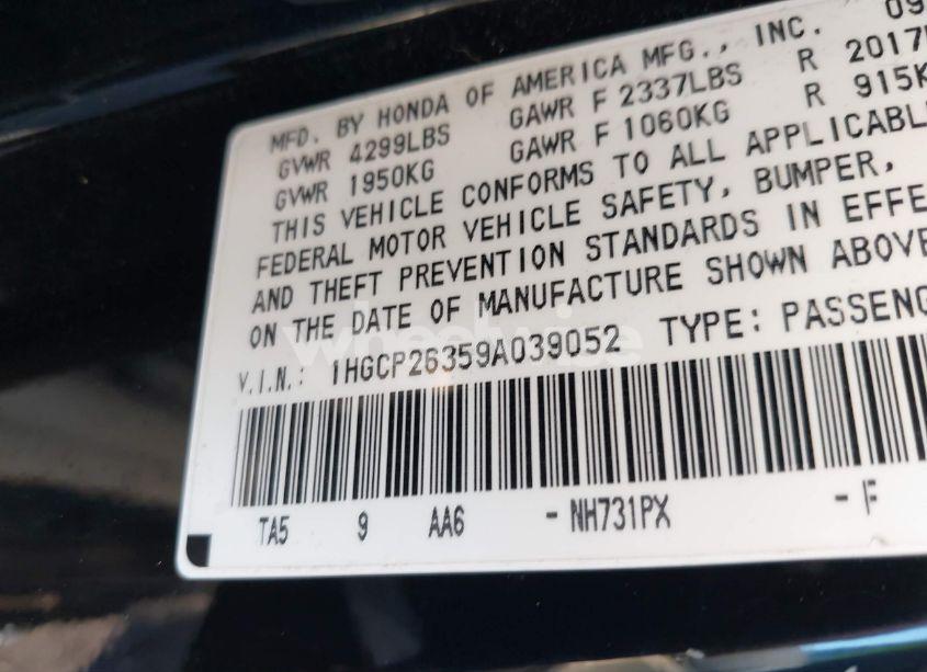 Photo 9 of 2009 Honda Accord 2.4 LX (VIN 1HGCP26359A039052)