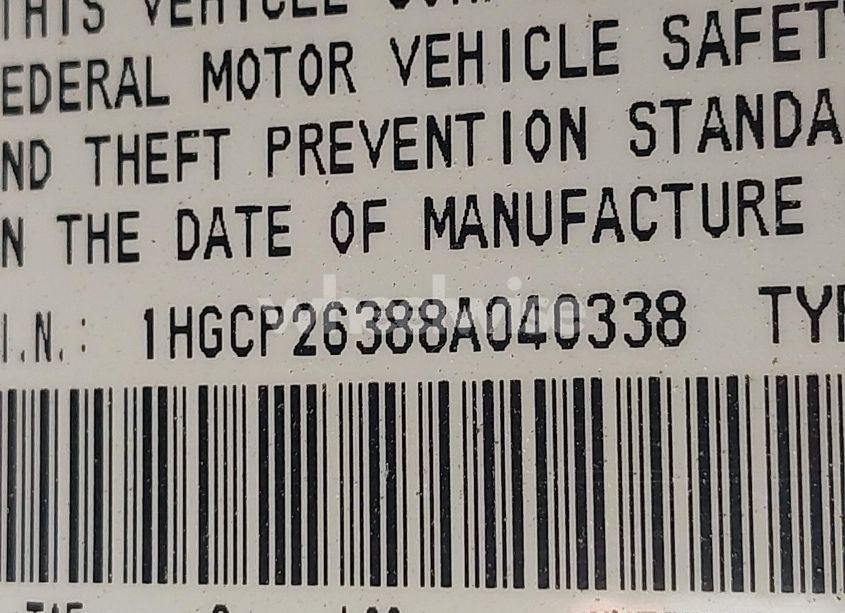 Photo 9 of 2008 Honda Accord 2.4 LX (VIN 1HGCP26388A040338)