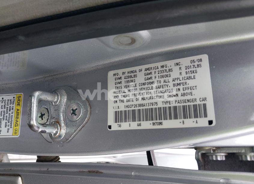 Photo 9 of 2008 Honda Accord 2.4 LX (VIN 1HGCP26388A137975)