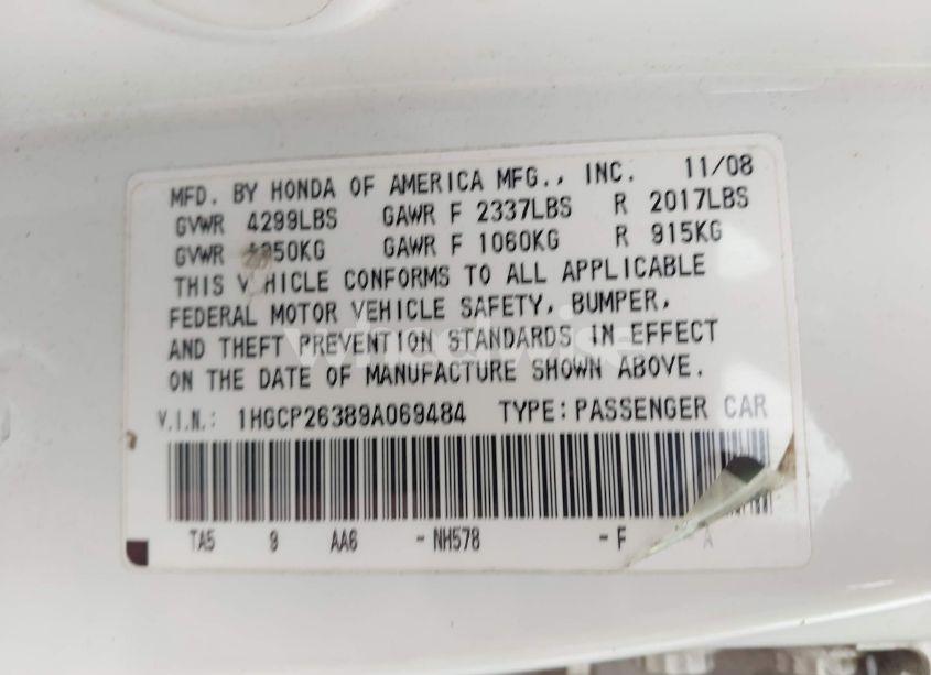 Photo 9 of 2009 Honda Accord 2.4 LX (VIN 1HGCP26389A069484)