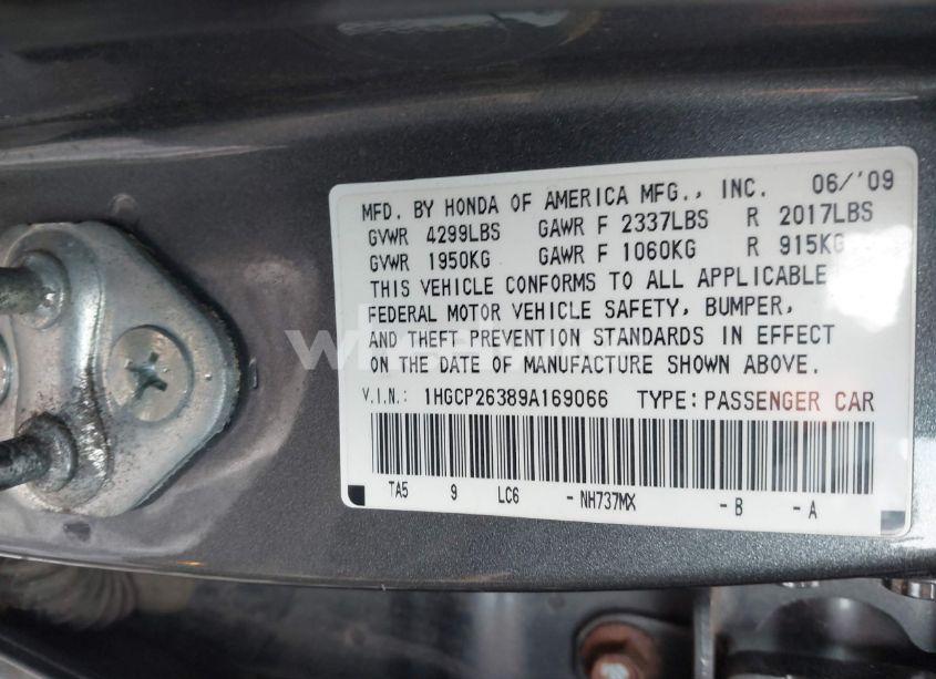 Photo 9 of 2009 Honda Accord 2.4 LX (VIN 1HGCP26389A169066)