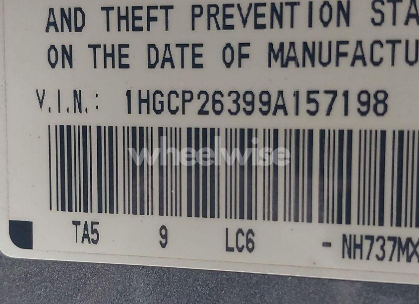 Photo 9 of 2009 Honda Accord 2.4 LX (VIN 1HGCP26399A157198)