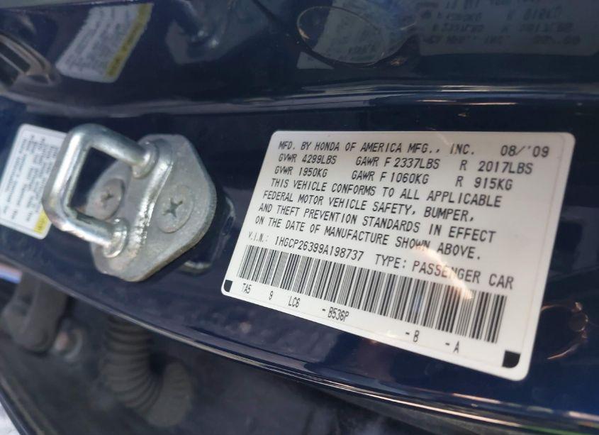 Photo 9 of 2009 Honda Accord 2.4 LX (VIN 1HGCP26399A198737)