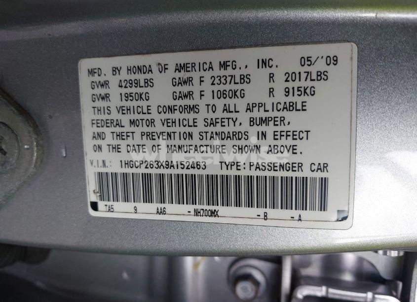 Photo 9 of 2009 Honda Accord 2.4 LX (VIN 1HGCP263X9A152463)