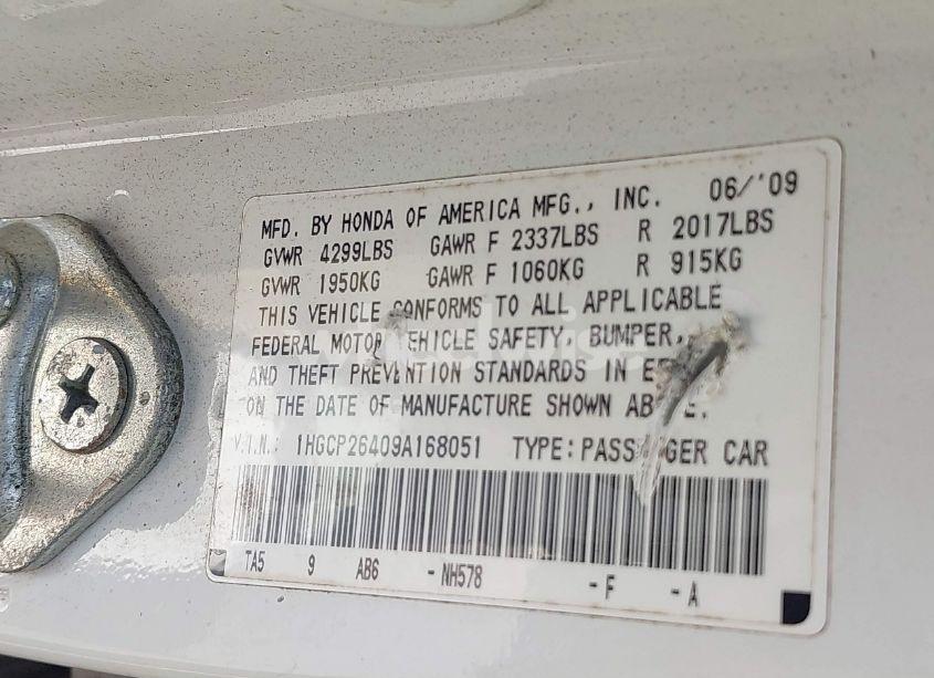 Photo 9 of 2009 Honda Accord 2.4 LX-P (VIN 1HGCP26409A168051)