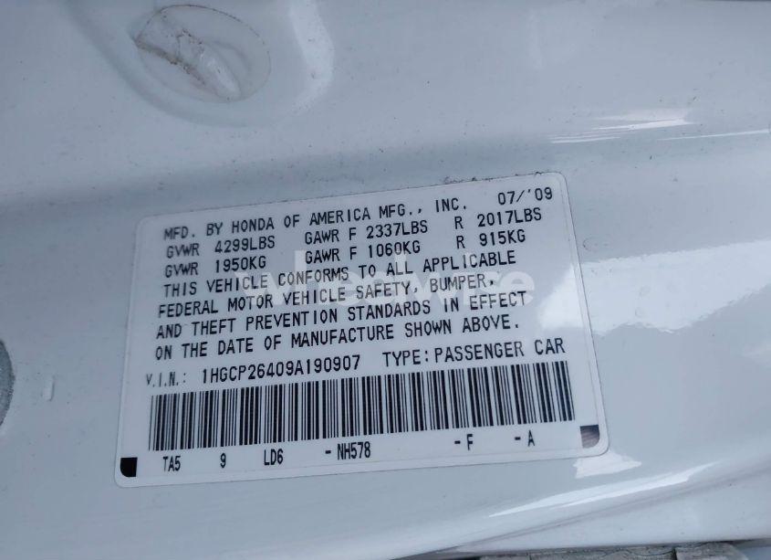 Photo 9 of 2009 Honda Accord 2.4 LX-P (VIN 1HGCP26409A190907)