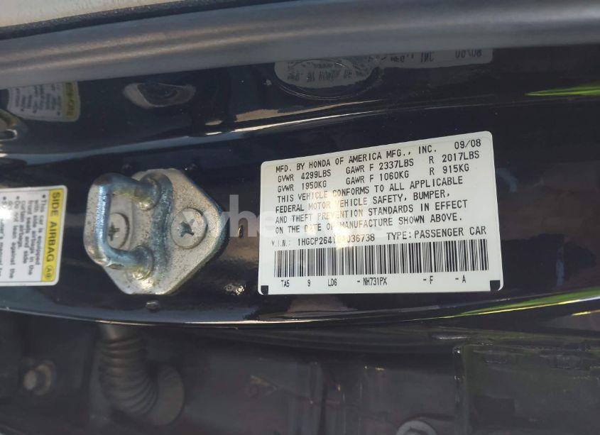 Photo 9 of 2009 Honda Accord 2.4 LX-P (VIN 1HGCP26419A036738)