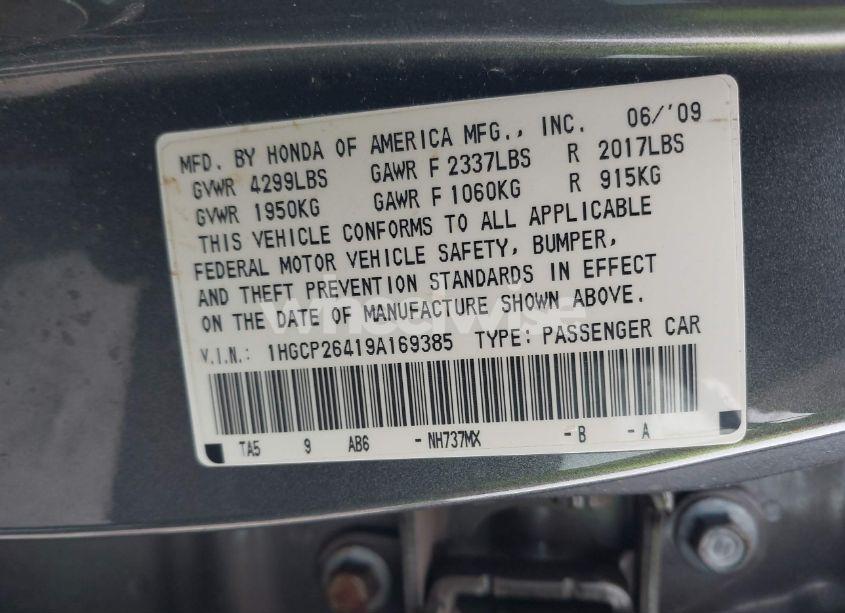 Photo 9 of 2009 Honda Accord 2.4 LX-P (VIN 1HGCP26419A169385)