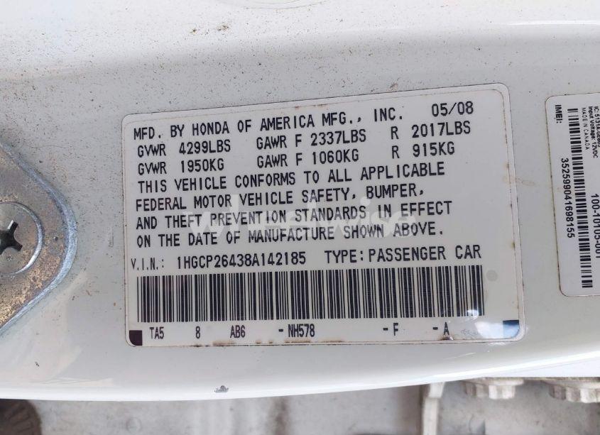 Photo 9 of 2008 Honda Accord 2.4 LX-P (VIN 1HGCP26438A142185)