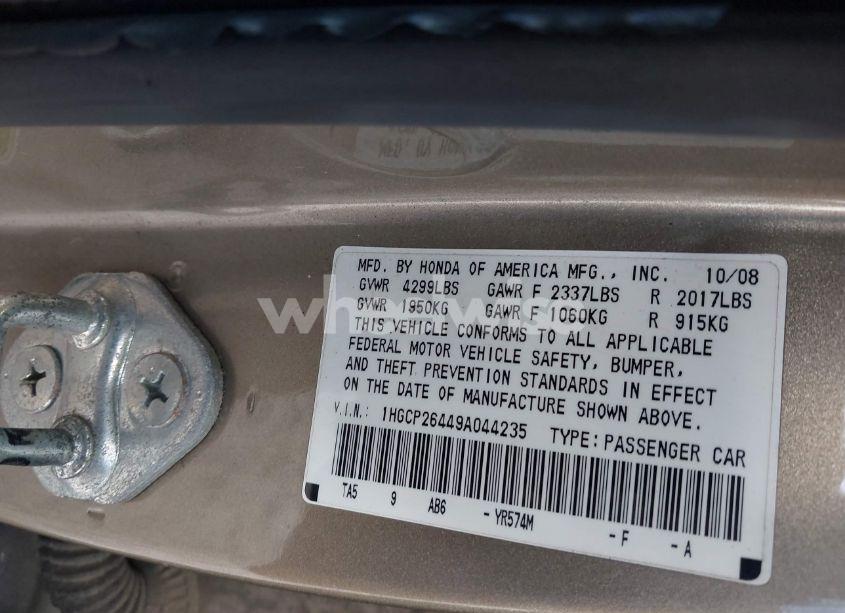 Photo 9 of 2009 Honda Accord 2.4 LX-P (VIN 1HGCP26449A044235)