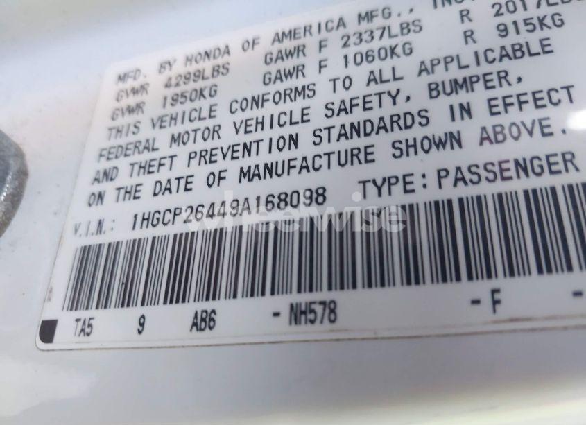 Photo 9 of 2009 Honda Accord 2.4 LX-P (VIN 1HGCP26449A168098)