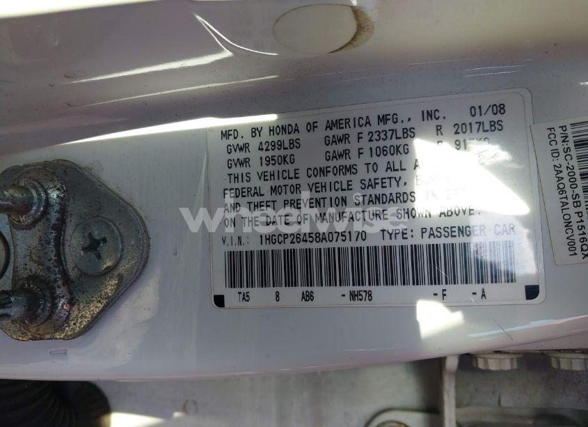 Photo 9 of 2008 Honda Accord 2.4 LX-P (VIN 1HGCP26458A075170)