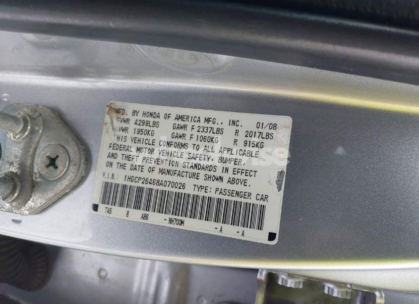 Photo 9 of 2008 Honda Accord 2.4 LX-P (VIN 1HGCP26468A070026)