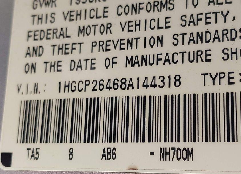 Photo 9 of 2008 Honda Accord 2.4 LX-P (VIN 1HGCP26468A144318)