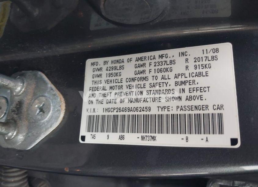 Photo 9 of 2009 Honda Accord 2.4 LX-P (VIN 1HGCP26469A062459)