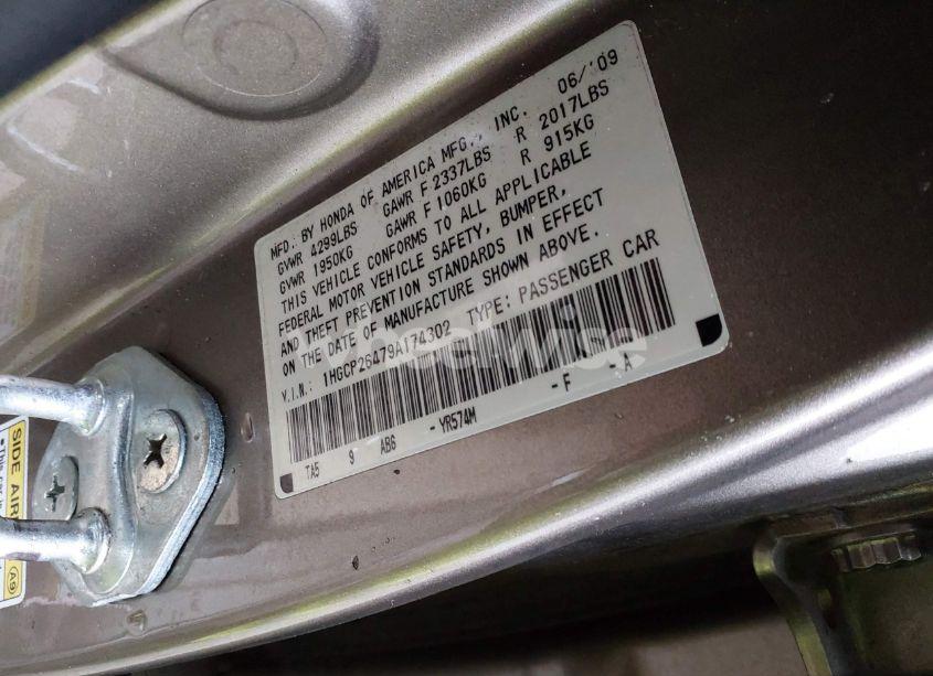 Photo 9 of 2009 Honda Accord 2.4 LX-P (VIN 1HGCP26479A174302)