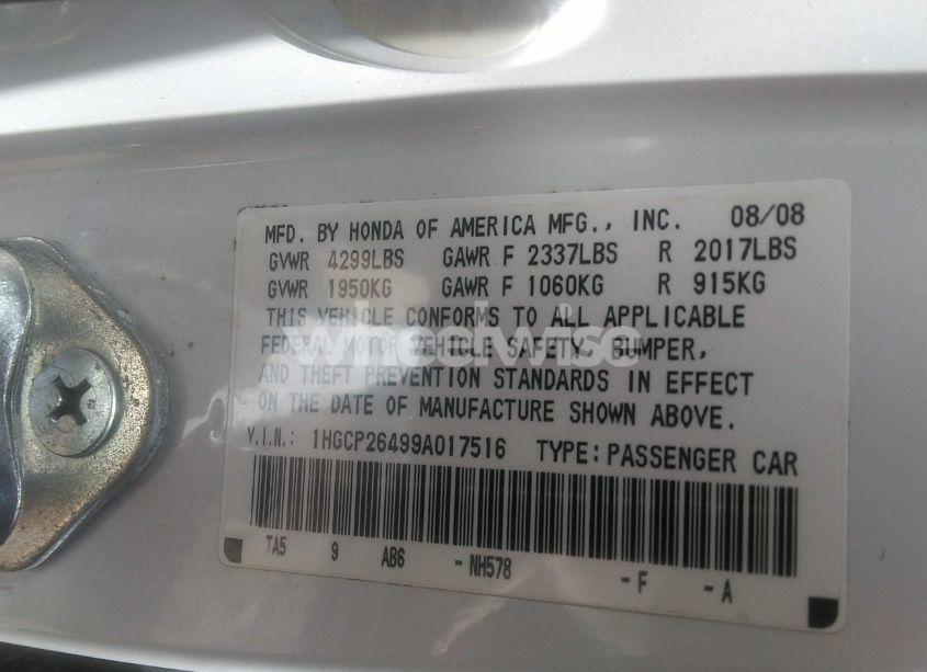 Photo 9 of 2009 Honda Accord 2.4 LX-P (VIN 1HGCP26499A017516)