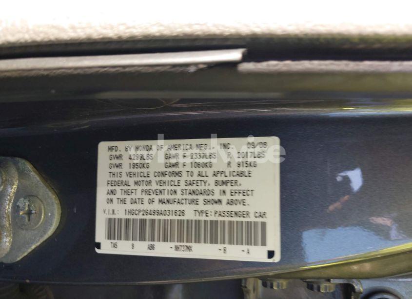 Photo 9 of 2009 Honda Accord 2.4 LX-P (VIN 1HGCP26499A031626)