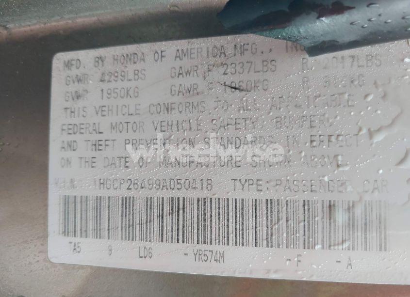 Photo 9 of 2009 Honda Accord 2.4 LX-P (VIN 1HGCP26499A050418)