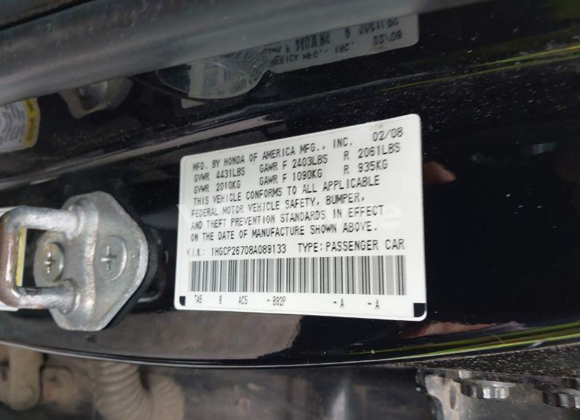 Photo 9 of 2008 Honda Accord 2.4 EX (VIN 1HGCP26708A089133)