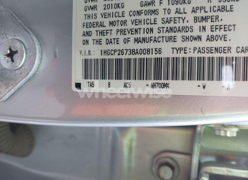 Photo 9 of 2008 Honda Accord 2.4 EX (VIN 1HGCP26738A008156)