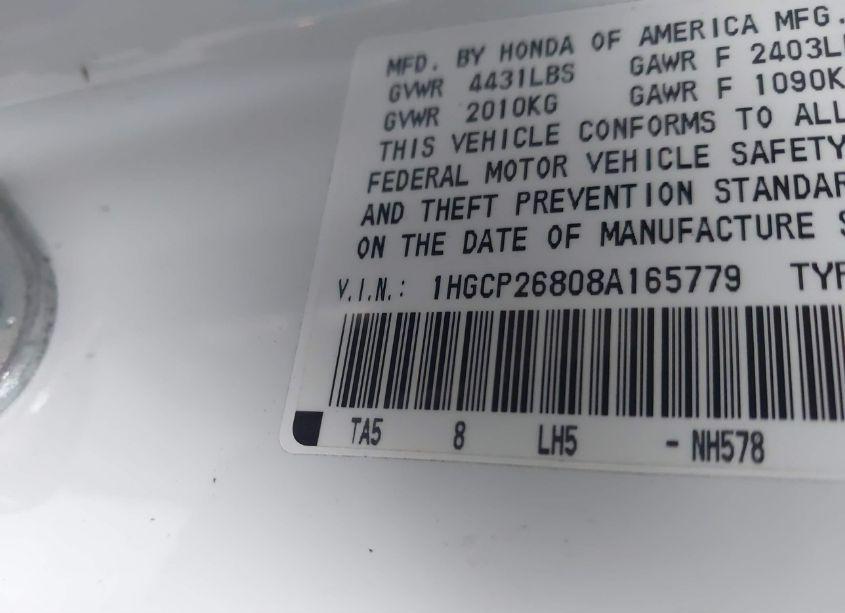 Photo 9 of 2008 Honda Accord 2.4 EX-L (VIN 1HGCP26808A165779)