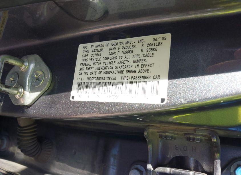 Photo 9 of 2009 Honda Accord 2.4 EX-L (VIN 1HGCP26809A139734)