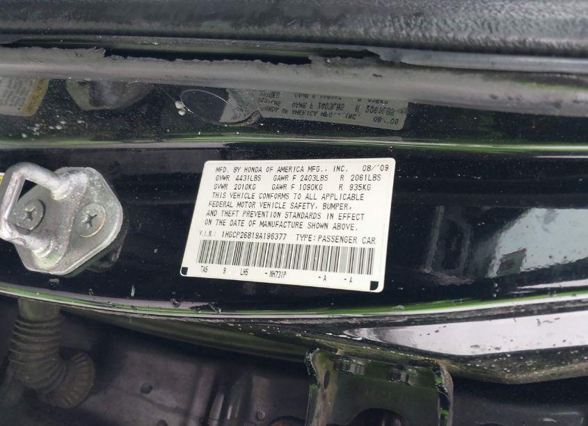 Photo 9 of 2009 Honda Accord 2.4 EX-L (VIN 1HGCP26819A196377)