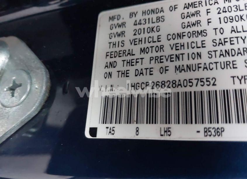 Photo 9 of 2008 Honda Accord 2.4 EX-L (VIN 1HGCP26828A057552)