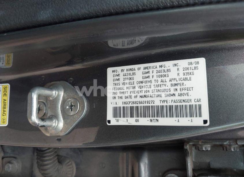 Photo 9 of 2009 Honda Accord 2.4 EX-L (VIN 1HGCP26829A019272)