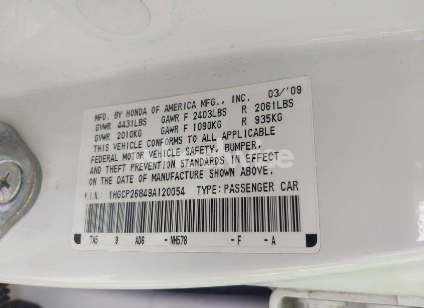 Photo 9 of 2009 Honda Accord 2.4 EX-L (VIN 1HGCP26849A120054)