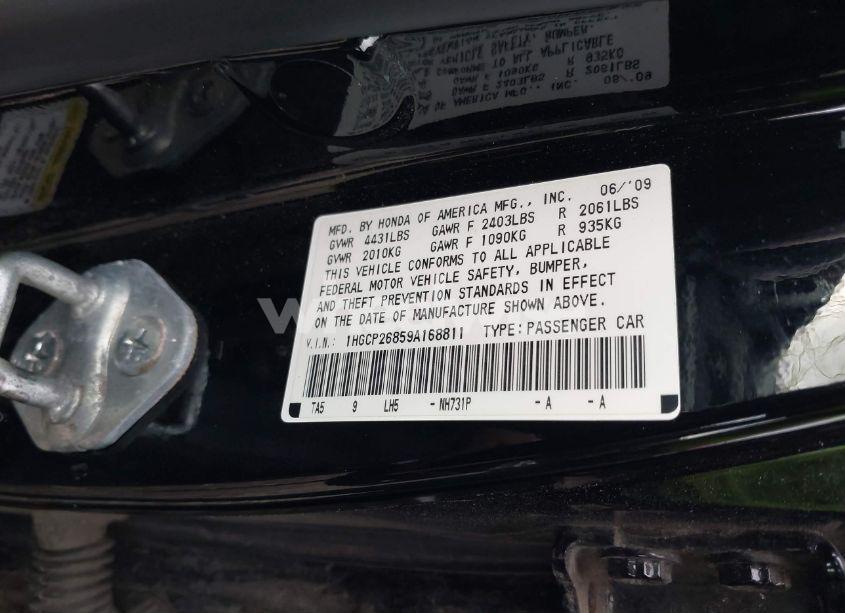 Photo 9 of 2009 Honda Accord 2.4 EX-L (VIN 1HGCP26859A168811)