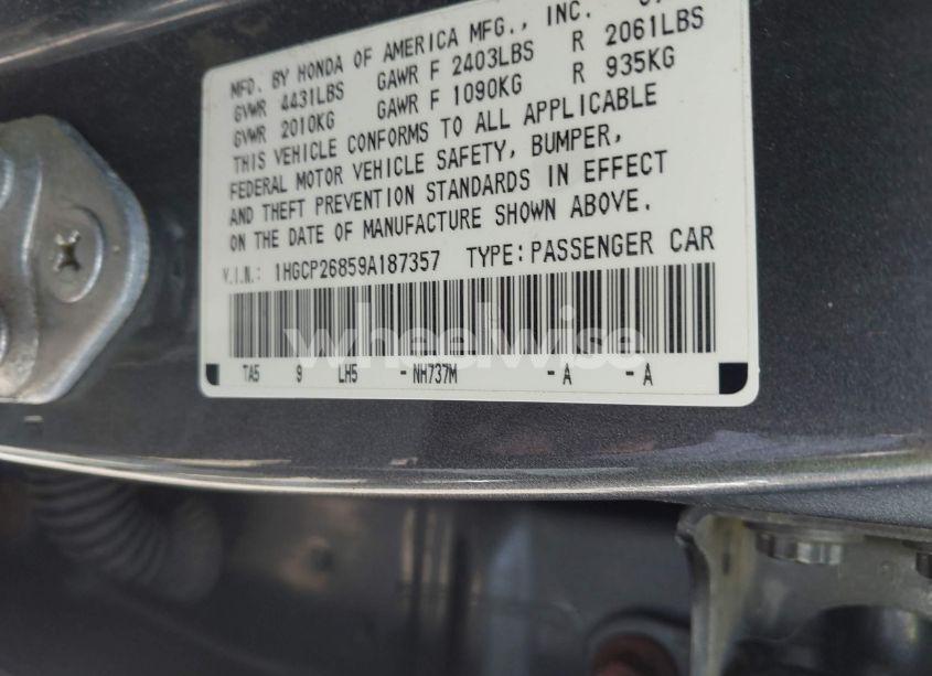 Photo 9 of 2009 Honda Accord 2.4 EX-L (VIN 1HGCP26859A187357)