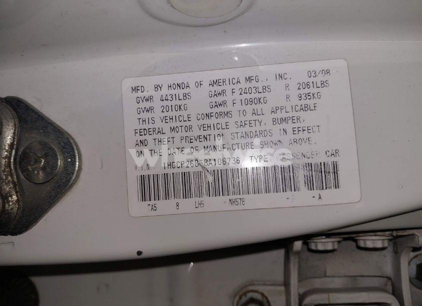 Photo 9 of 2008 Honda Accord 2.4 EX-L (VIN 1HGCP26868A106736)