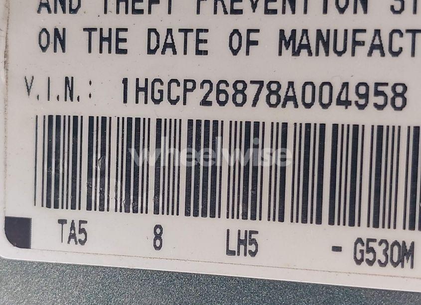 Photo 9 of 2008 Honda Accord 2.4 EX-L (VIN 1HGCP26878A004958)