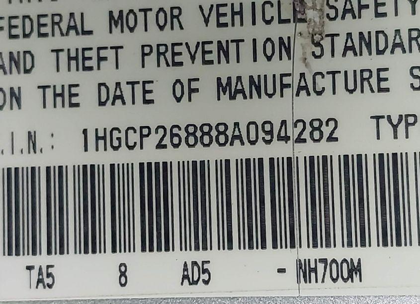 Photo 9 of 2008 Honda Accord 2.4 EX-L (VIN 1HGCP26888A094282)