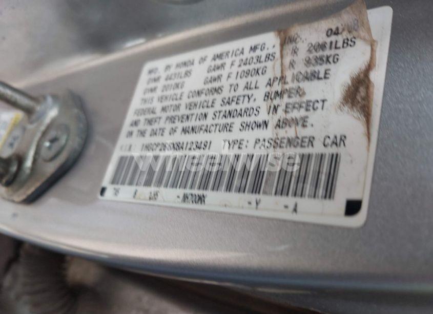 Photo 9 of 2008 Honda Accord 2.4 EX-L (VIN 1HGCP268X8A123491)