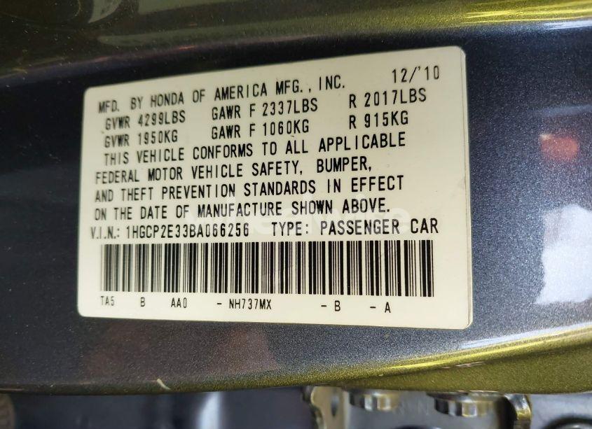 Photo 9 of 2011 Honda Accord 2.4 LX (VIN 1HGCP2E33BA066256)