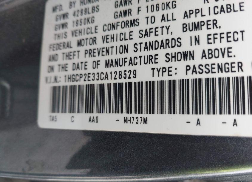 Photo 9 of 2012 Honda Accord SDN LX (VIN 1HGCP2E33CA128529)