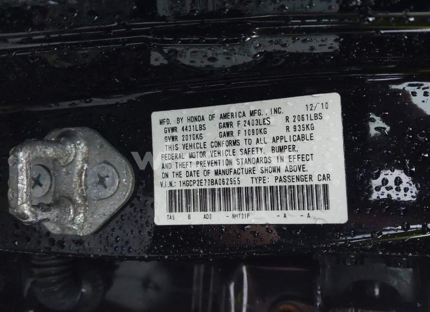 Photo 9 of 2011 Honda Accord 2.4 EX (VIN 1HGCP2E70BA062555)