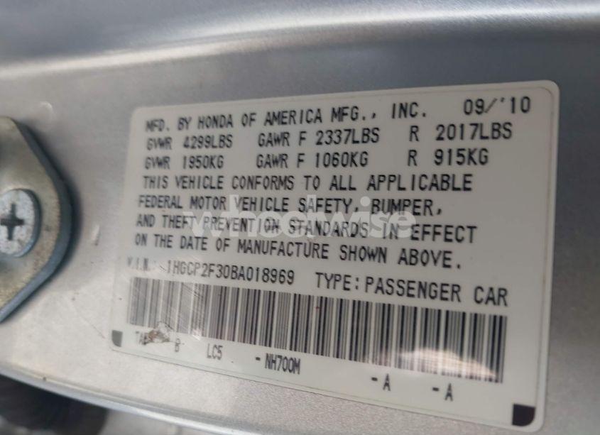 Photo 9 of 2011 Honda Accord 2.4 LX (VIN 1HGCP2F30BA018969)