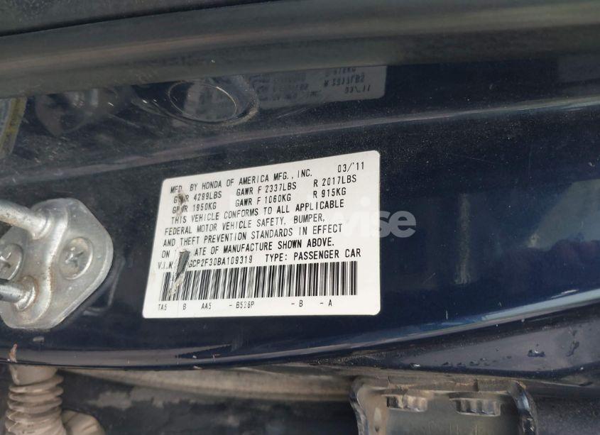 Photo 9 of 2011 Honda Accord 2.4 LX (VIN 1HGCP2F30BA109319)