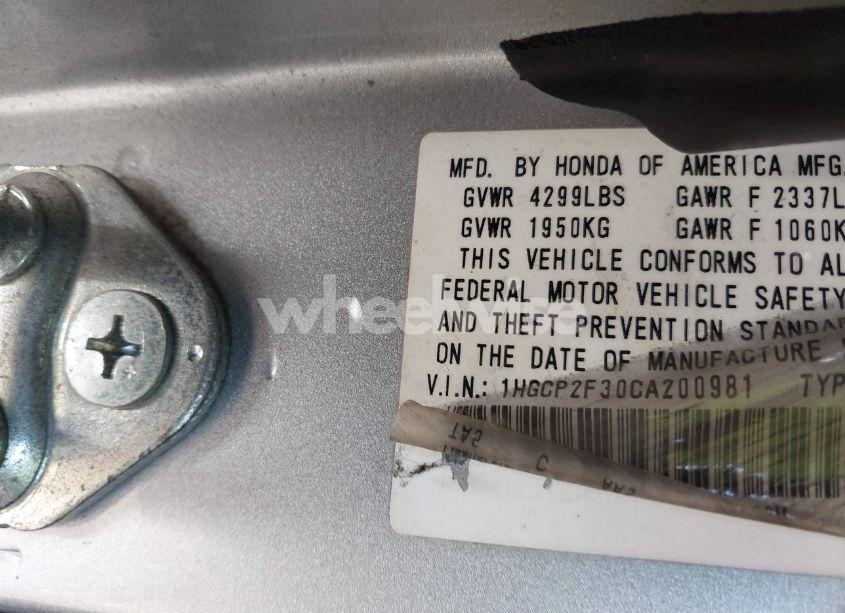 Photo 9 of 2012 Honda Accord 2.4 LX (VIN 1HGCP2F30CA200981)