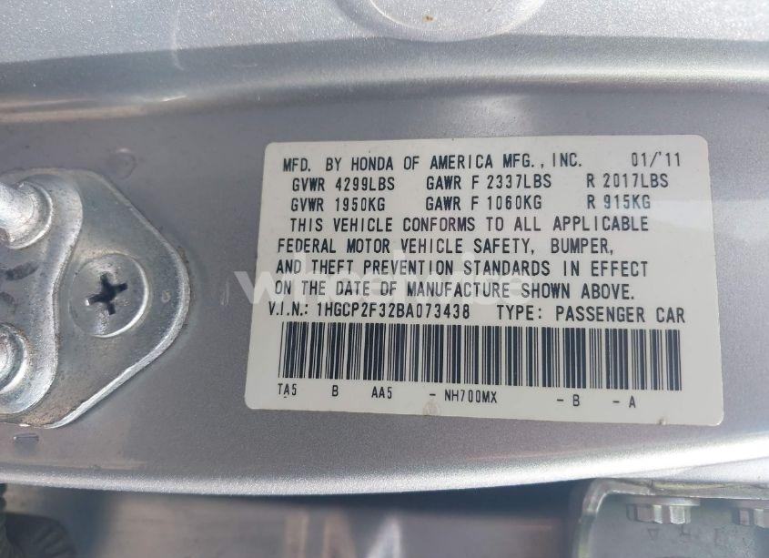 Photo 9 of 2011 Honda Accord 2.4 LX (VIN 1HGCP2F32BA073438)